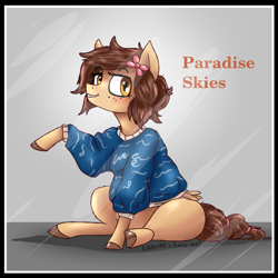 Size: 3000x3000 | Tagged: safe, artist:adarkone, oc, oc:paradise skies, pegasus, pony, bow, clothes, freckles, hair bow, hair ribbon, high res, sweater