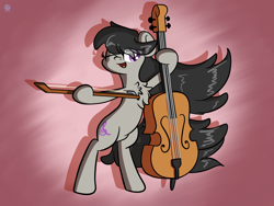 Size: 2560x1920 | Tagged: dead source, safe, artist:php142, octavia melody, earth pony, pony, g4, bipedal, bow (instrument), cello, chest fluff, cute, eye clipping through hair, female, hoof hold, mare, missing accessory, musical instrument, one eye closed, open mouth, solo, tavibetes, wink
