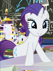 Size: 573x757 | Tagged: safe, screencap, rarity, pony, g4, sparkle's seven, cropped, cute, female, raribetes, smiling, solo