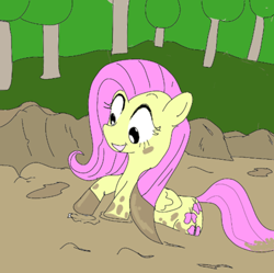 Size: 450x448 | Tagged: safe, artist:php162, fluttershy, pegasus, pony, g4, color, female, happy, mare, mud