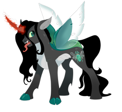 Size: 2700x2500 | Tagged: safe, artist:gigason, oc, oc only, changepony, hybrid, cloven hooves, high res, interspecies offspring, magic, male, offspring, parent:king sombra, parent:queen chrysalis, parents:chrysombra, simple background, solo, transparent background