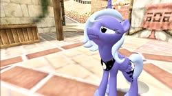 Size: 1024x575 | Tagged: safe, artist:undeadponysoldier, princess luna, alicorn, pony, g4, 3d, clock town, crossover, female, gmod, looking at something, looking up, mare, s1 luna, solo, south clock town, the legend of zelda, the legend of zelda: majora's mask, worried