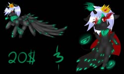Size: 1280x767 | Tagged: safe, artist:-censored-, oc, oc only, pegasus, pony, black background, black sclera, clothes, crown, duo, jewelry, male, pegasus oc, raised hoof, red eyes, regalia, scarf, simple background, sombra eyes, stallion, wings