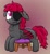 Size: 1280x1385 | Tagged: safe, artist:silvatwiliqular, oc, oc only, oc:neon shift, bat pony, pony, chest fluff, eyepatch, female, floppy ears, mare, solo, stool