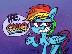 Size: 1024x772 | Tagged: safe, artist:andreu-t, rainbow dash, pegasus, pony, .mov, g4.5, my little pony: pony life, female, mare, pony.mov, raised hoof, simple background, smiling, solo, swag