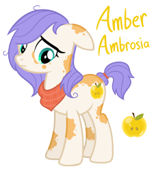 Size: 1684x1850 | Tagged: safe, artist:cherrycandi, oc, oc only, oc:amber ambrosia, earth pony, pony, apple family member, bandana, base used, coat markings, dappled, magical lesbian spawn, offspring, parent:applejack, parent:rarity, parents:rarijack, simple background, solo, transparent background