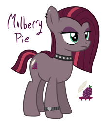 Size: 1950x2213 | Tagged: safe, artist:cherrycandi, oc, oc only, oc:mulberry pie, earth pony, pony, base used, bracelet, choker, ear piercing, eyeliner, eyeshadow, female, goth, jewelry, makeup, offspring, parent:cheese sandwich, parent:pinkie pie, parents:cheesepie, piercing, simple background, solo, transparent background