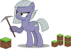 Size: 3229x2243 | Tagged: safe, artist:anime-equestria, limestone pie, earth pony, pony, angry, blocks, female, mare, minecraft, minecraft block, pickaxe, simple background, solo, transparent background, vector