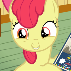 Size: 941x939 | Tagged: safe, screencap, apple bloom, pony, g4, growing up is hard to do, adorabloom, cropped, cute, female, smiling, solo