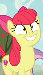 Size: 548x937 | Tagged: safe, screencap, apple bloom, earth pony, pony, g4, growing up is hard to do, cropped, excited, female, older, older apple bloom, shrunken pupils, smiling, solo