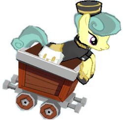 Size: 1583x1536 | Tagged: safe, artist:topsangtheman, gameloft, golden hooves (g4), crystal pony, pony, g4, minecart, simple background, transparent background