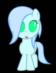 Size: 989x1280 | Tagged: safe, artist:somashield, oc, oc only, oc:gennie, earth pony, pony, digital art, fangs, female, filly, looking at you, simple background, solo