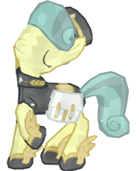 Size: 1247x1536 | Tagged: safe, artist:topsangtheman, gameloft, golden hooves (g4), crystal pony, pony, g4, eyes closed, pose, raised hoof, simple background, transparent background