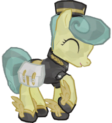 Size: 2252x2456 | Tagged: safe, artist:topsangtheman, gameloft, golden hooves (g4), crystal pony, pony, g4, eyes closed, high res, raised hoof, simple background, transparent background