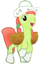 Size: 1047x1536 | Tagged: safe, artist:topsangtheman, gameloft, peachy sweet, earth pony, pony, g4, apple family member, basket, open mouth, simple background, transparent background