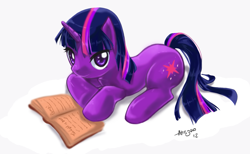 Size: 1031x636 | Tagged: safe, artist:alliszero, twilight sparkle, pony, unicorn, g4, best pony, book, cute, female, looking at you, mare, solo, twilight is best pony, unicorn twilight