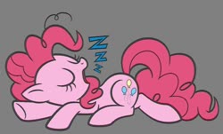 Size: 800x484 | Tagged: safe, artist:dirtyker, pinkie pie, earth pony, pony, g4, coloring page, female, gray background, prone, simple background, sleeping, snoring, solo