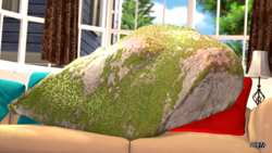 Size: 3840x2160 | Tagged: safe, artist:anthroponiessfm, tom, g4, 3d, adorasexy, april fools, blushing, couch, cute, draw me like one of your french girls, high res, moss, partial nudity, puns in the comments, rock, sexy, solo, source filmmaker