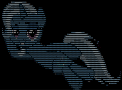 Size: 1258x921 | Tagged: safe, artist:jellmelon, edit, editor:crystalightrocket, trixie, pony, unicorn, g4, my little pony: friendship is magic, road to friendship, ascii, black background, cute, diatrixes, draw me like one of your french girls, female, lidded eyes, mare, on side, raised eyebrow, simple background, solo