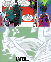 Size: 663x807 | Tagged: safe, edit, edited screencap, idw, screencap, king sombra, queen chrysalis, radiant hope, changeling, changeling queen, pony, umbrum, unicorn, friendship is magic #36, g4, siege of the crystal empire, the ending of the end, spoiler:comic, arguments on the comments, female, magic, male, petrification