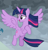 Size: 743x779 | Tagged: safe, screencap, twilight sparkle, alicorn, pony, g4, the ending of the end, cropped, female, flying, hooves together, looking back, open mouth, solo, spread wings, twilight sparkle (alicorn), windswept mane, windswept tail, wings