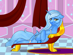 Size: 2190x1659 | Tagged: safe, artist:ali-selle, oc, oc only, oc:glacandra, pony, unicorn, carpet, commission, draw me like one of your french girls, fainting couch, not trixie, sexy, solo