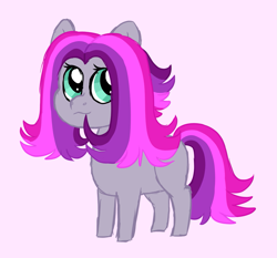Size: 1085x1012 | Tagged: safe, artist:queenderpyturtle, oc, oc only, pony, female, filly, magical lesbian spawn, offspring, parent:pinkie pie, parent:tempest shadow, parents:tempestpie, pink background, simple background, solo