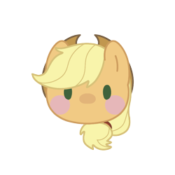Size: 800x800 | Tagged: safe, artist:mya3332, applejack, earth pony, pony, g4, beady eyes, blush sticker, blushing, bust, chibi, cute, female, head only, jackabetes, looking at you, portrait, simple background, solo, transparent background