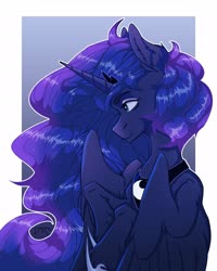 Size: 1728x2160 | Tagged: safe, artist:dreaming_flys, princess luna, alicorn, pony, g4, abstract background, cute, ear fluff, female, leg fluff, lunabetes, mare, profile, solo, spread wings, unshorn fetlocks, wings