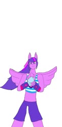 Size: 540x1110 | Tagged: safe, artist:coragx, twilight sparkle, anthro, equestria girls, g4, boxing shorts, clothes, exeron fighters, exeron gloves, exeron outfit, fingerless gloves, gloves, sports bra