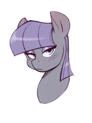 Size: 774x1032 | Tagged: safe, artist:noupie, maud pie, earth pony, pony, g4, bust, doodle, female, lidded eyes, looking at you, portrait, simple background, solo, white background