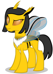 Size: 955x1323 | Tagged: safe, artist:thunder-blur, oc, oc only, oc:beatrice honeyblossom, bee, beeling, changedling, changeling, simple background, transparent background, yellow changeling