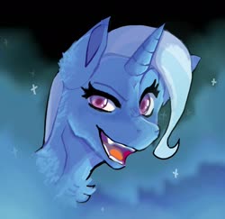 Size: 1280x1242 | Tagged: safe, artist:iheeccooni, trixie, pony, unicorn, g4, bust, chest fluff, ear fluff, female, head, mare, open mouth, portrait, solo
