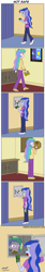 Size: 772x4542 | Tagged: safe, artist:pheeph, princess celestia, princess luna, principal celestia, vice principal luna, equestria girls, g4, book, bracelet, comic, curtains, jewelry, money, old master q, parody, poster, surprised, wall safe