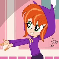 Size: 640x640 | Tagged: safe, artist:rjp.rammy, equestria girls, g4, barbara gordon, barely pony related, batgirl, clothes, dc superhero girls, equestria girls-ified, female, hoodie, solo, style emulation