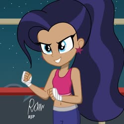 Size: 1050x1050 | Tagged: safe, artist:rjp.rammy, equestria girls, g4, barely pony related, belly button, clothes, dc superhero girls, diana prince, equestria girls-ified, female, midriff, sleeveless, solo, sports bra, style emulation, wonder woman