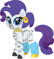 Size: 1367x1500 | Tagged: safe, artist:cloudy glow, rarity, pony, zebra, g4, choker, cute, dock, ear piercing, earring, female, jewelry, looking at you, mare, movie accurate, necklace, piercing, raribetes, simple background, smiling, smiling at you, solo, species swap, transparent background, zebrafied