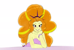 Size: 3000x2000 | Tagged: safe, artist:albertbm, adagio dazzle, equestria girls, g4, backless, bare shoulders, bust, digital art, doodle, female, grin, high res, looking at you, shark teeth, smiling, solo