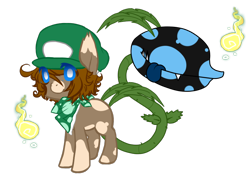 Size: 824x598 | Tagged: safe, artist:ad-opt, oc, oc only, monster pony, original species, piranha plant pony, augmented tail, cap, crossover, fangs, hat, luigi, luigi's hat, male, neckerchief, simple background, tongue out, transparent background