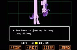 Size: 2000x1300 | Tagged: safe, artist:rocket-lawnchair, starlight glimmer, pony, unicorn, g4, female, lesser dog, long glimmer, meme, open mouth, smiling, solo, undertale
