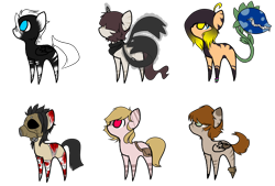 Size: 1000x677 | Tagged: safe, artist:ad-opt, oc, oc only, monster pony, original species, pegasus, piranha plant pony, plant pony, pony, unicorn, augmented tail, bandage, base used, blood, clothes, gas mask, hair over eyes, haycartes' method, horn, mask, pegasus oc, plant, scarf, sharp teeth, simple background, teeth, transparent background, unicorn oc, wings