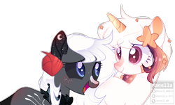 Size: 3690x2232 | Tagged: safe, artist:manella-art, artist:rerorir, oc, oc only, oc:ayaka, oc:nightmare traveler, pony, unicorn, alternate design, base used, colored pupils, colored sclera, female, high res, horns, mare, ponified, simple background, species swap, transparent background