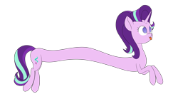 Size: 1558x866 | Tagged: safe, artist:kaukanghong, starlight glimmer, pony, unicorn, g4, :p, female, long glimmer, long pony, mare, meme, no pupils, simple background, solo, tongue out, transparent background
