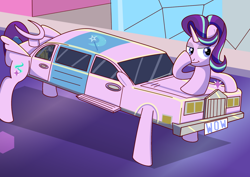 Size: 1280x905 | Tagged: safe, artist:trackheadtherobopony, starlight glimmer, alicorn, car pony, pony, ponytaur, taur, g4, boop, cadillac, car, crossing the memes, cursed image, cute, dio brando, female, glimmerbetes, glimmerposting, implied trixie, jojo's bizarre adventure, limousine, long glimmer, long pony, meme, not salmon, perfection, pun, self-boop, solo, starlight glimo, visual pun, wat, what has science done, wow! glimmer