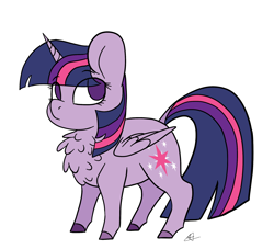 Size: 2200x2000 | Tagged: safe, artist:katyusha, twilight sparkle, alicorn, pony, g4, chest fluff, colored hooves, cute, eye clipping through hair, female, high res, mare, no pupils, princess, simple background, small, solo, tiny pudge pony, twilight sparkle (alicorn), white background