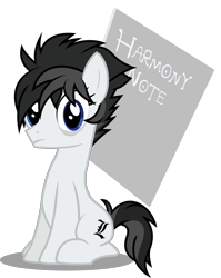 Size: 2321x2914 | Tagged: safe, artist:anonymouspotato, derpibooru exclusive, earth pony, pony, death note, high res, l, l lawliet, ponified, simple background, solo, transparent background, vector