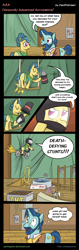 Size: 840x2650 | Tagged: safe, artist:pacificgreen, trapeze star, trotsky, earth pony, piranha, pony, rabbit, unicorn, g4, animal, bunny out of the hat, clothes, comic, explosives, fire, glasses, guillotine, helmet, levitation, magic, magic trick, male, motorcycle, obstacle course, stallion, telekinesis, this will end in death, this will end in tears, this will end in tears and/or death, trapeze, trapeze director