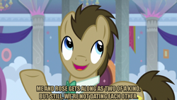 Size: 1280x720 | Tagged: safe, edit, edited screencap, screencap, doctor whooves, time turner, earth pony, pony, a horse shoe-in, g4, caption, image macro, male, meme, open mouth, raised hoof, stallion, text