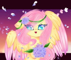 Size: 1700x1450 | Tagged: safe, artist:rainbowmoon2512, fluttershy, pegasus, pony, g4, cute, flower, flower in hair, shyabetes