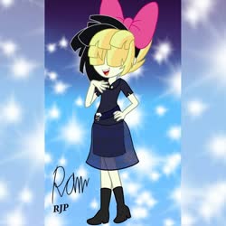 Size: 1080x1080 | Tagged: safe, artist:rjp.rammy, songbird serenade, equestria girls, g4, my little pony: the movie, belt, boots, bow, clothes, equestria girls-ified, female, hair bow, humanized ponified human, open mouth, shirt, shoes, skirt, solo